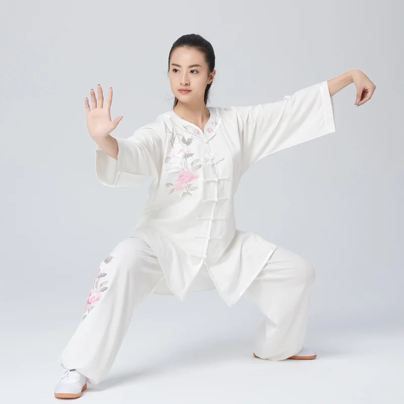 

Одежда Tai Chi, одежда Wushu, платье кунг-фу, униформа для боевого искусства, женская одежда с вышивкой пионами, новый стиль 2023