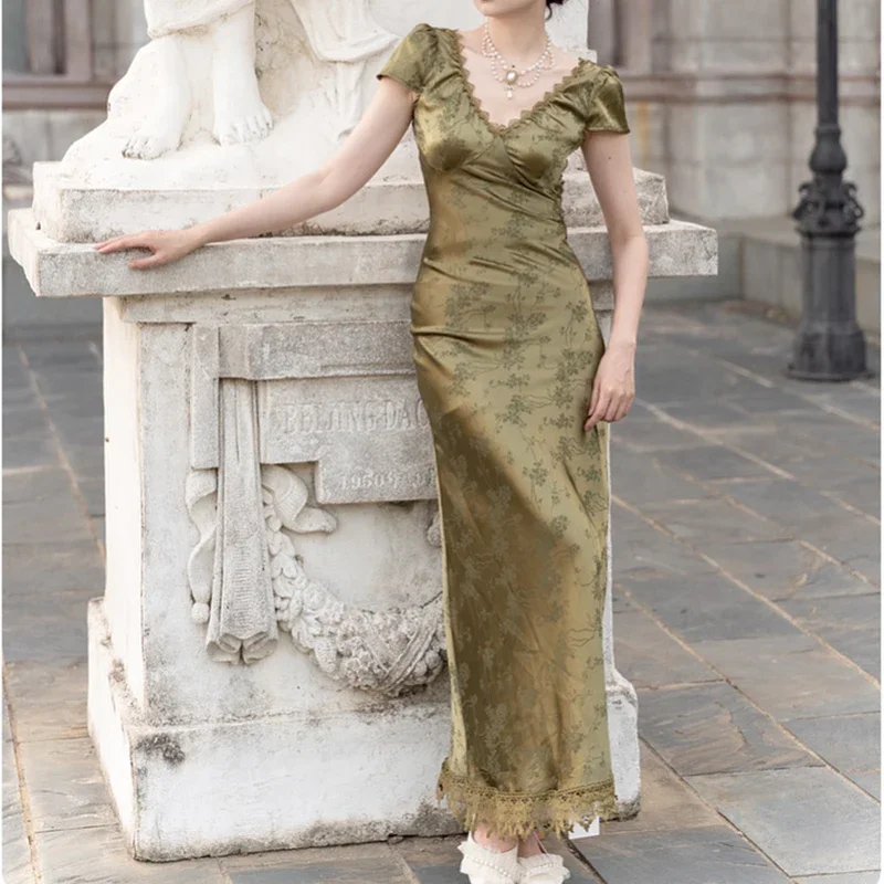 Зеленое атласное сексуальное платье женские летние вечерние платья на