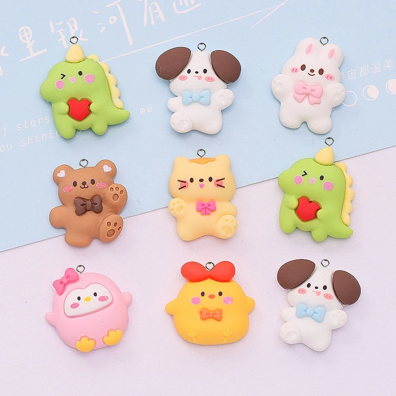 100 шт. милые Подвески из смолы с мультяшными животными Flatack DIY аксессуары для