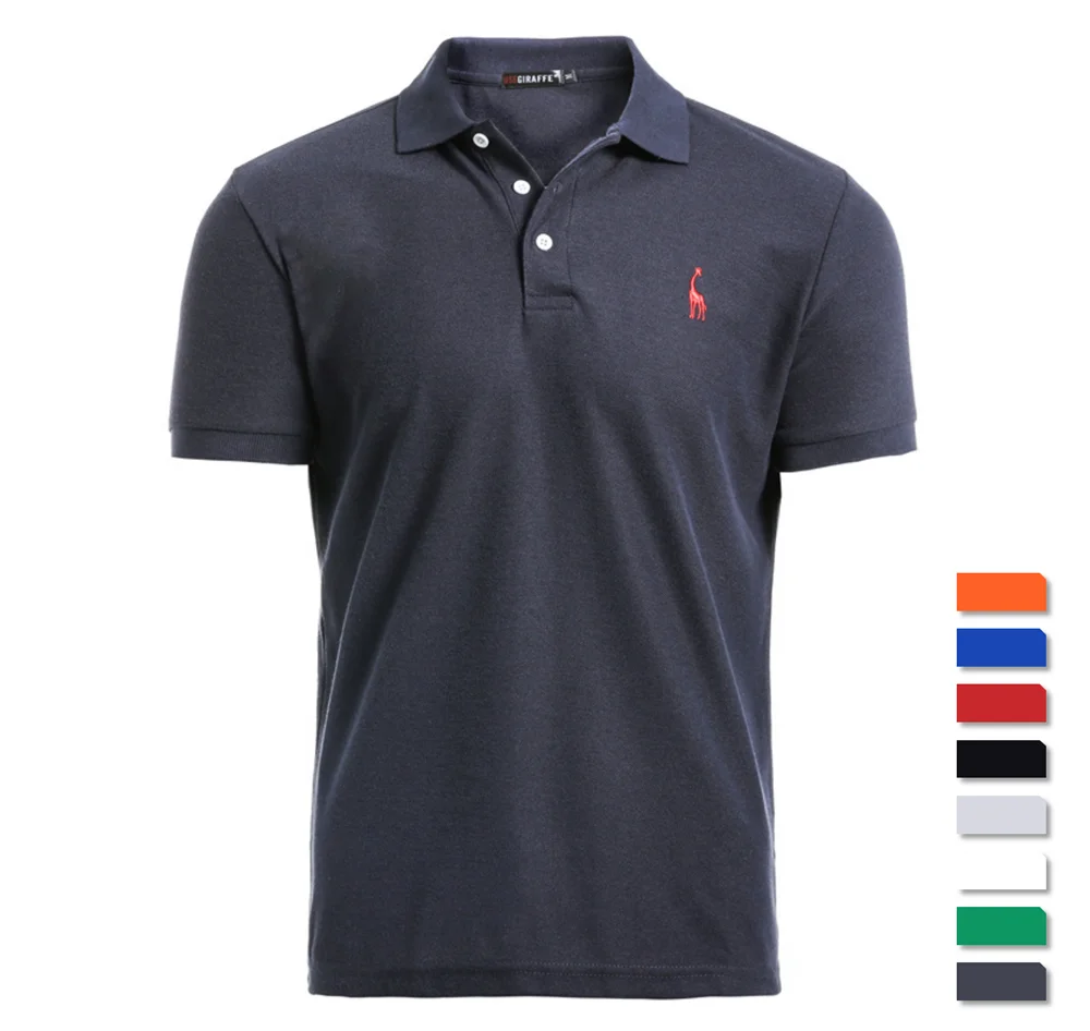 

New Man Polo Shirt Mens Casual Deer Embroidery 35% Cotton Polo Shirt Men Short Sleeve High Quality Polo Men