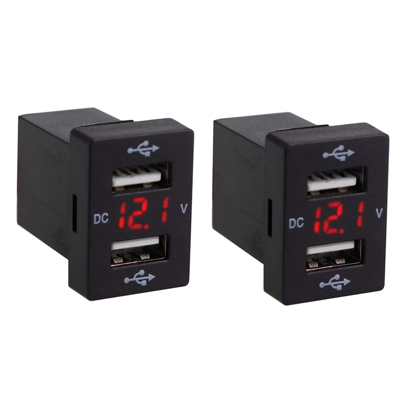 

2X 12V Car Charger With Fuse For Toyota 5V 4.2A Car Charging Socket Charger For Phone LED Display Meter Voltmeter (Red)