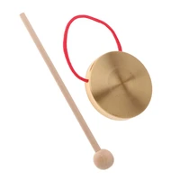 4 inch mini hand gong copper cymbals drum with wooden stick chapel opera percussion kids toy traditional musical instrument