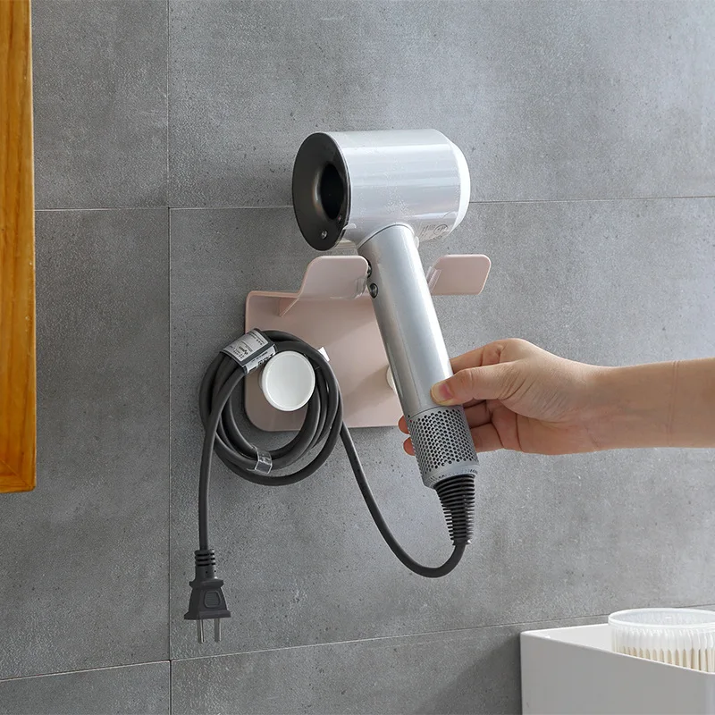 

Hair Dryer Holder Organized Rack Wall Mounted Organizer Storage Rack Accessory Cable Hanger Shelves Bathroom Accessories Shelves