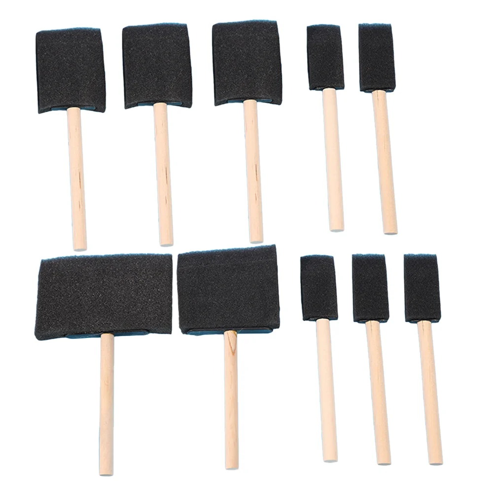 

10pcs Sponge Brush Wood Handle Brush DIY Painting Stencil for Stains Varnishes Craft 1inch 2inch 3inch 4inch