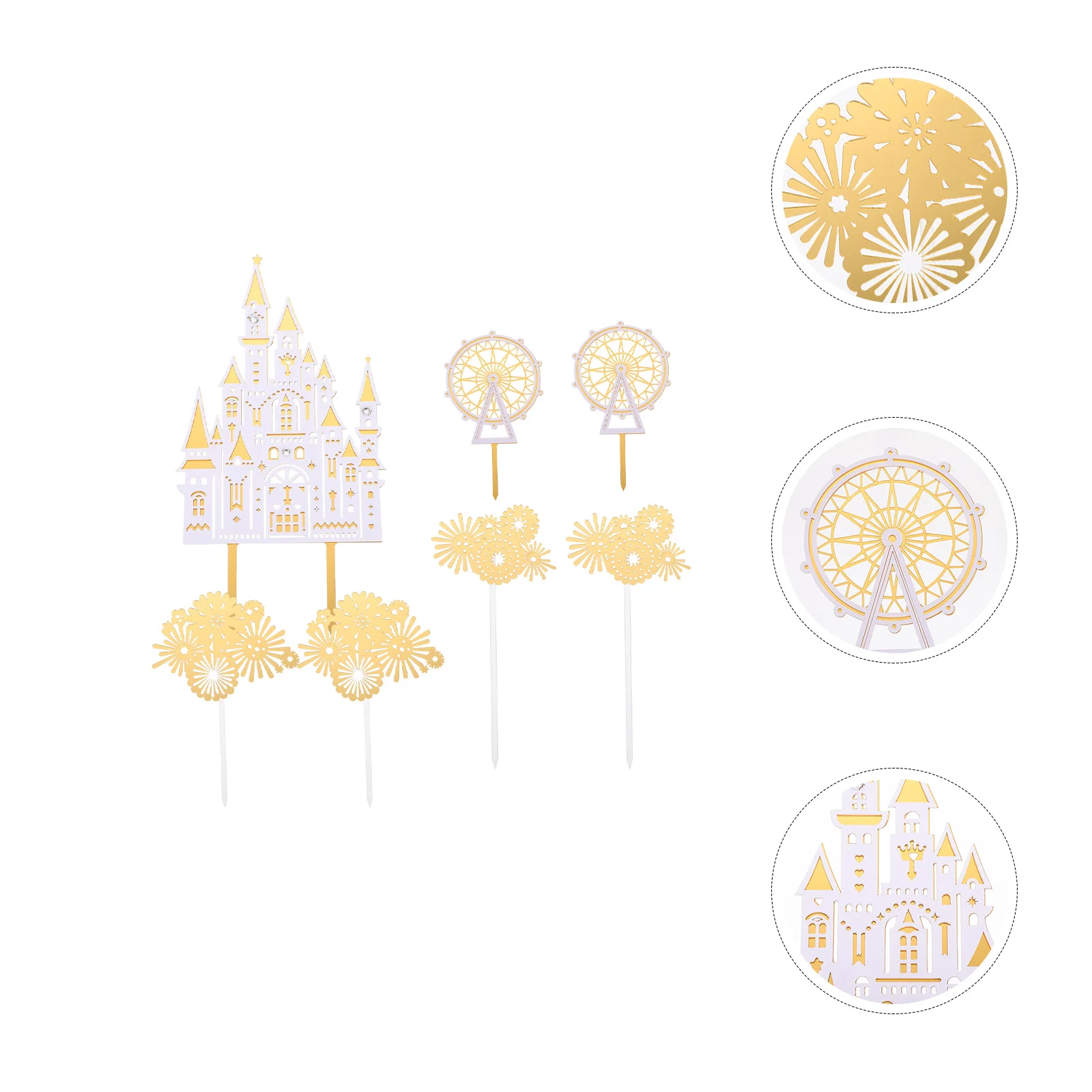 

Cakecastle Birthday Cupcake Toppers Ornament Decoration Picks Acrylic Decorations Fireworkspastry Pick Insert Party