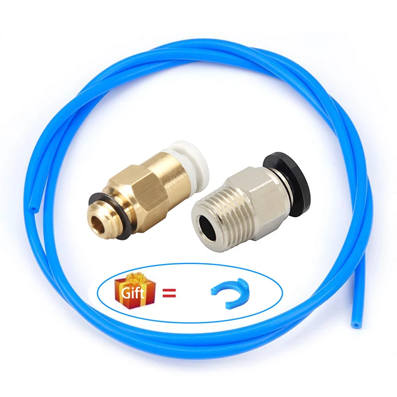 Pneumatic Connector PC4-01 with 1M PTFE Tube 2*4MM Teflonto PiPe Connect+Quick Fitting Bowden For Ender3 CR10 1.75mm Extruder