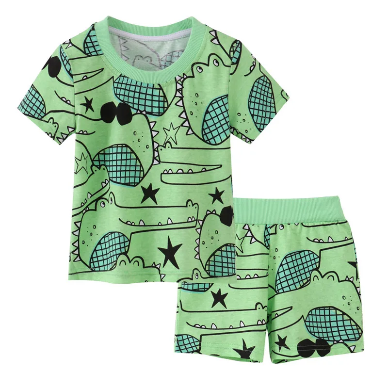 

Jumping Meters New Arrival 2-7T Crocodile Baby Outfits Summer Short Sleeve Children's Clothing Sets Toddler Kids 2 Pcs Suits