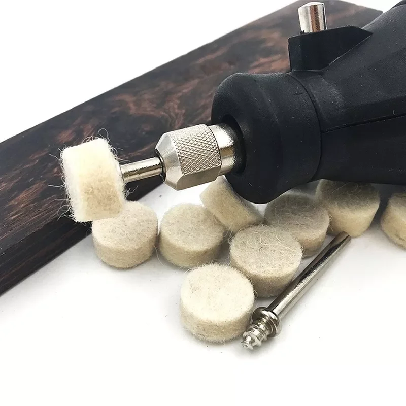 

10pcs 13mm Wool Felt Polishing Buffing Round Wheel with 2 Shank For Dremel