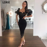 lorie saudi arabia mermaid prom dresses 2022 dubai beaded formal prom party gowns short puff sleeve pleats womens evening dress