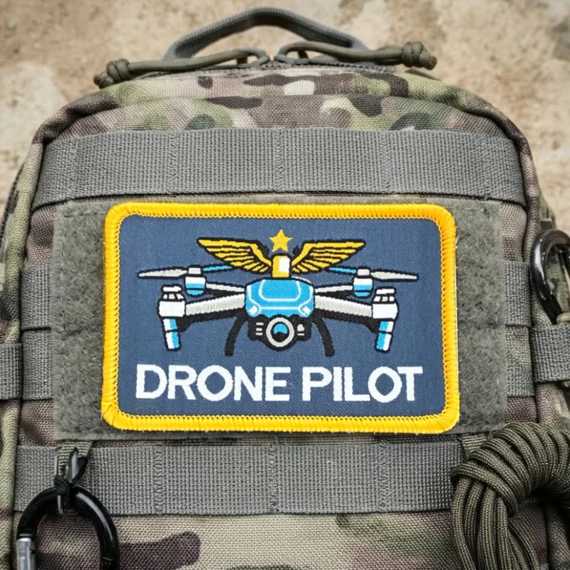 Фото Вышитая нашивка DRONE PILOT на липучке, тактический моральный значок, нарукавная повязка оператора БПЛА для рюкзака, жилета, головной убора, декора одежды №4