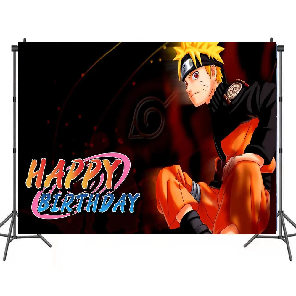 Naruto 100*150cm Party Backdrop Stand Photography Vinyl Backgrounds Cloth Kids Birthday Party Wall Decorations Backdrops Curtain