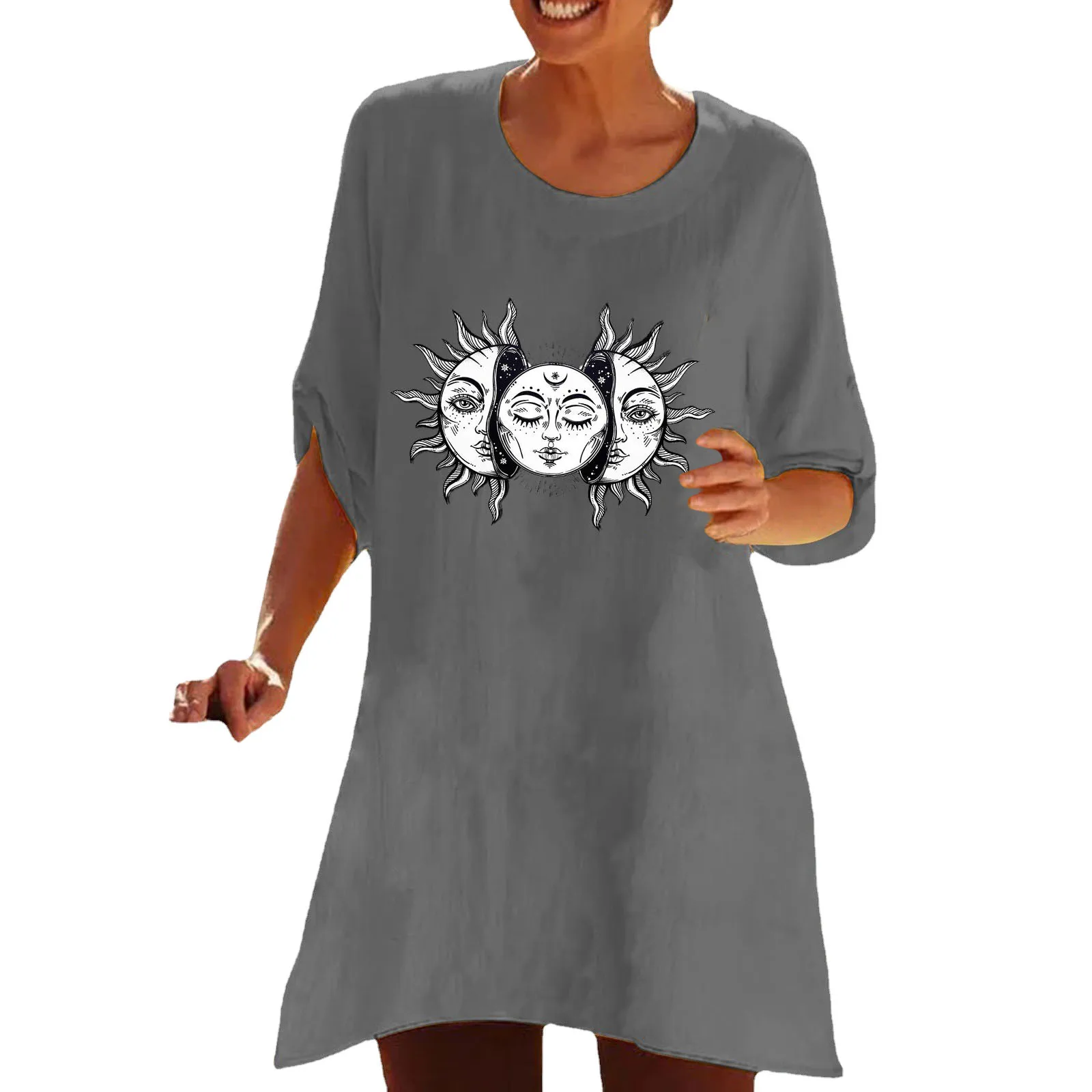 

Женская свободная футболка с коротким рукавом, коротким рукавом и круглым вырезом