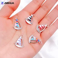 15pcslot trendy charms enamel sailboat pendants for jewelry making earrings bracelets necklaces diy handmade crafts accessories