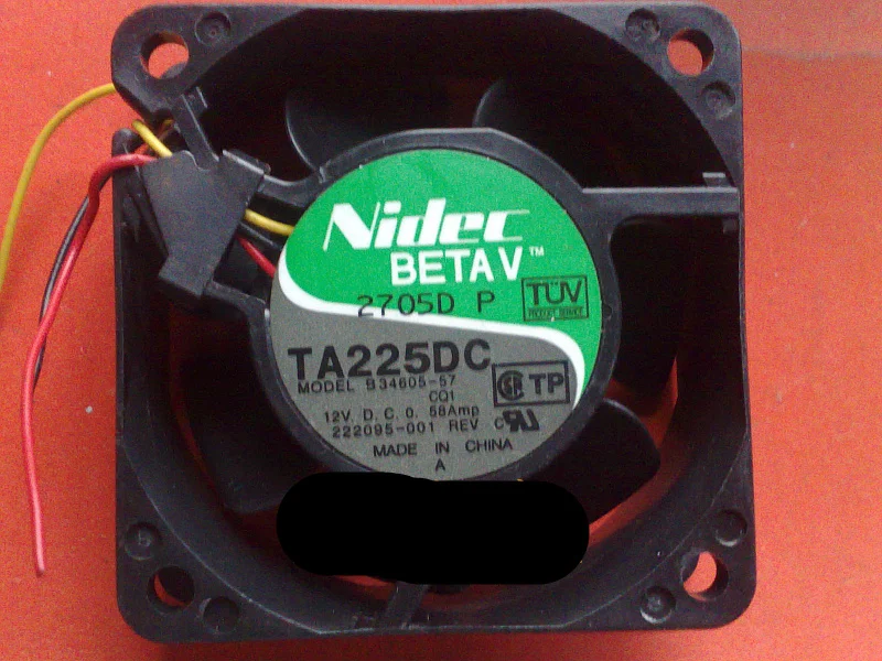 

Nidec TA225DC B34605-57 CQ1 DC 12V 0.58AMP 60x60x25mm 3-Wire Server Cooling Fan