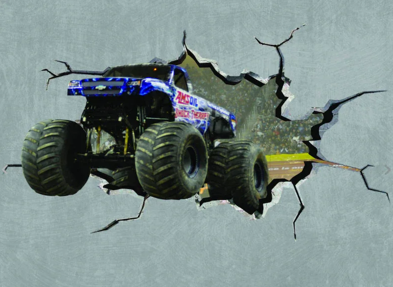 

Monster Truck Wall Decal, 3D Monster Truck Sticker, Removable Vinyl Sticker, Truck Deal, Boys Room Decor, Removable Wall Decal