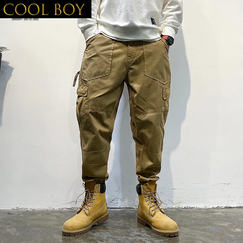 J BOYS Boutique Japanese Trendy Cargo Pants Men Clothing Streetwear Khaki Casual Tactical Joggers Harajuku Loose Multi-Pocket Tr