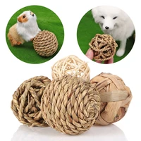 4pcs practical straw rattan playing rabbit pet supplies teeth cleaning toys chewing ball pet balls