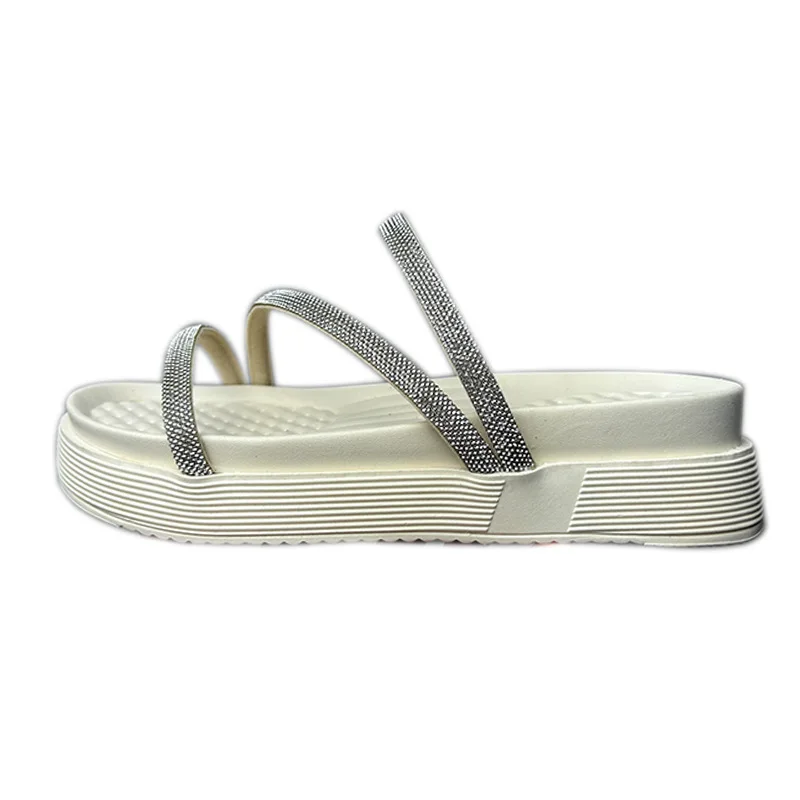 

Женские Простые тапочки Стразы, новинка весны-лета 2023, женская обувь на толстой подошве с тонким ремешком, римские туфли, Модные Повседневны...