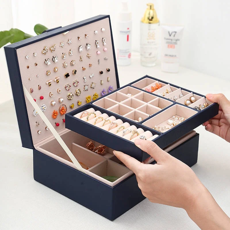 

Simplicity Jewelry Storage Boxes Large-capacity Necklace Earrings Ring Display Case Household Dustproof Trinkets Organizer Box
