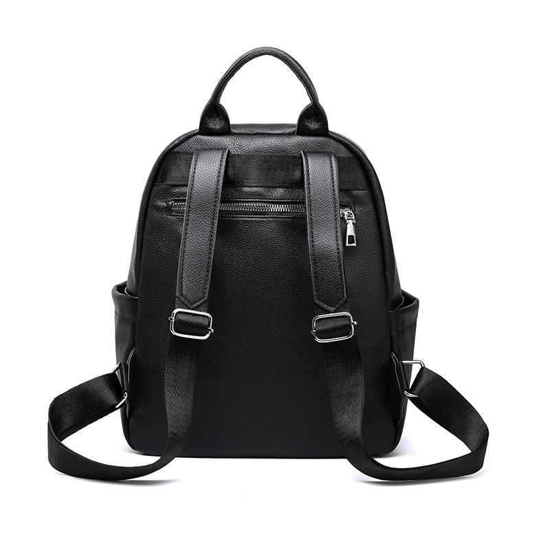 Классический женский рюкзак из искусственной кожи для повседневного использования и шопинга с множеством карманов, черного цвета, рюкзаки для женщин 2022 года моды.