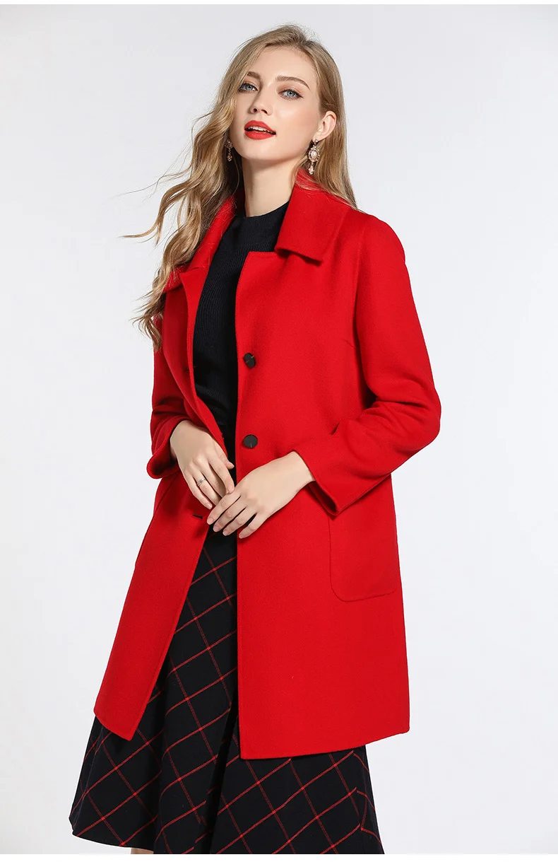 

Gowani Winter Wool Coat Feminine Elegant Dignity Red Dignified Formal Straight Jacket