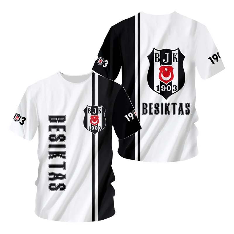 Besiktas Shirt 3D Printed Football Club Design Graphic T Shirts Y2k Summer Turkey Istanbul CASUAL Oversized T-shirt Dropshipping