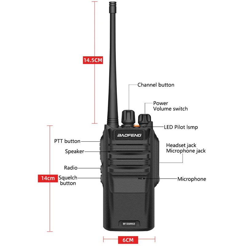 2pc Walkie Talkie BF-S56 Max IP67 Waterproof High Power 10W Transceiver 5-15KM handy Long Range Baofeng talkie walkie