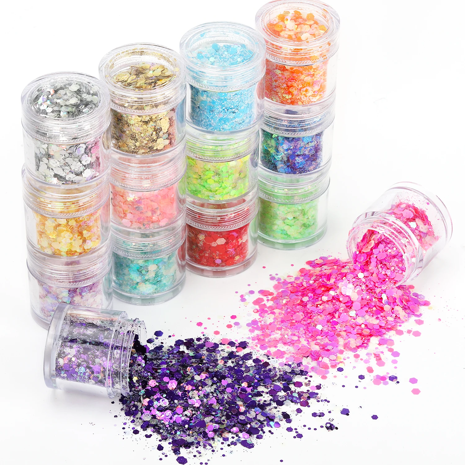 

10g Glitter Resin Filler Luminous Sequins 15 Color Mixed Hexagon Flake Glow in the Dark Nail Art Decoration Manicure Accessories