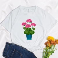 lucky grass saffron rose and lily print goth clothing women aesthetics graphic white short sleeve polyester womens t shirt