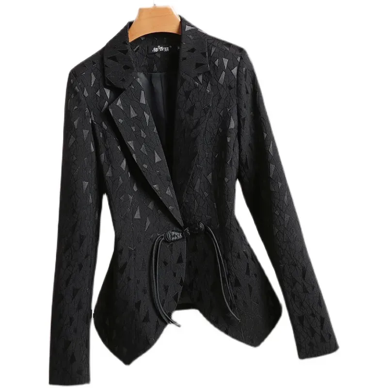 

Spring Autumn Suit Jacket Women 2023 New Short Blazer Vintage Buckle Black Fashion Jackets Outerwear Coat Tops Female