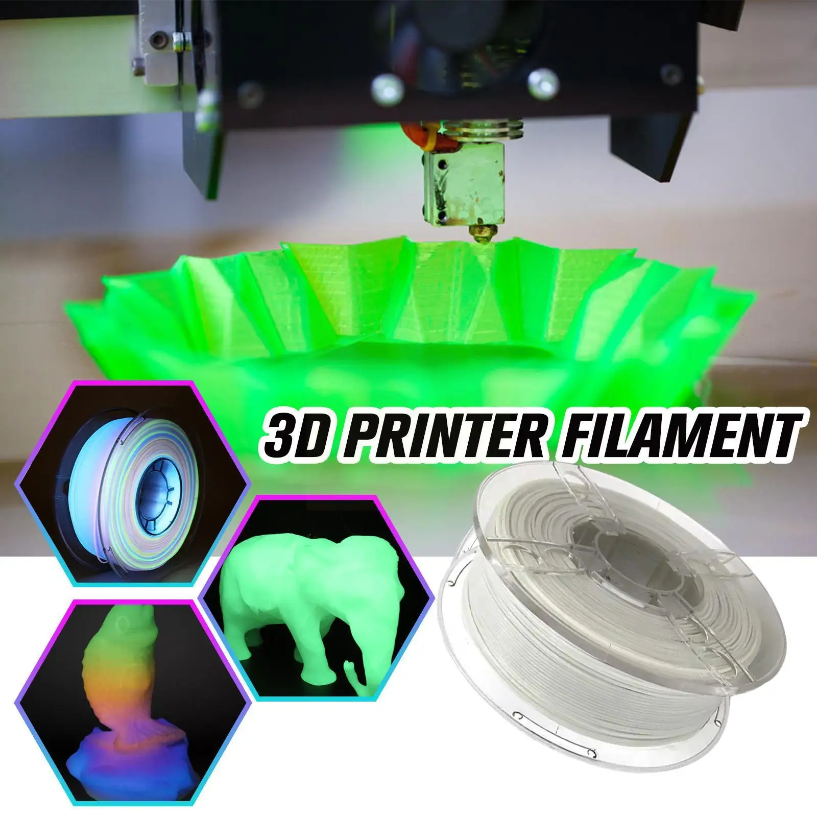 

1KG PLA Luminous-Rainbow PLA Filament 1.75mm Glow In The Dark EStars PLA 1KG Spool Luminous 3D Printing Filament For 3D Pri E4N5