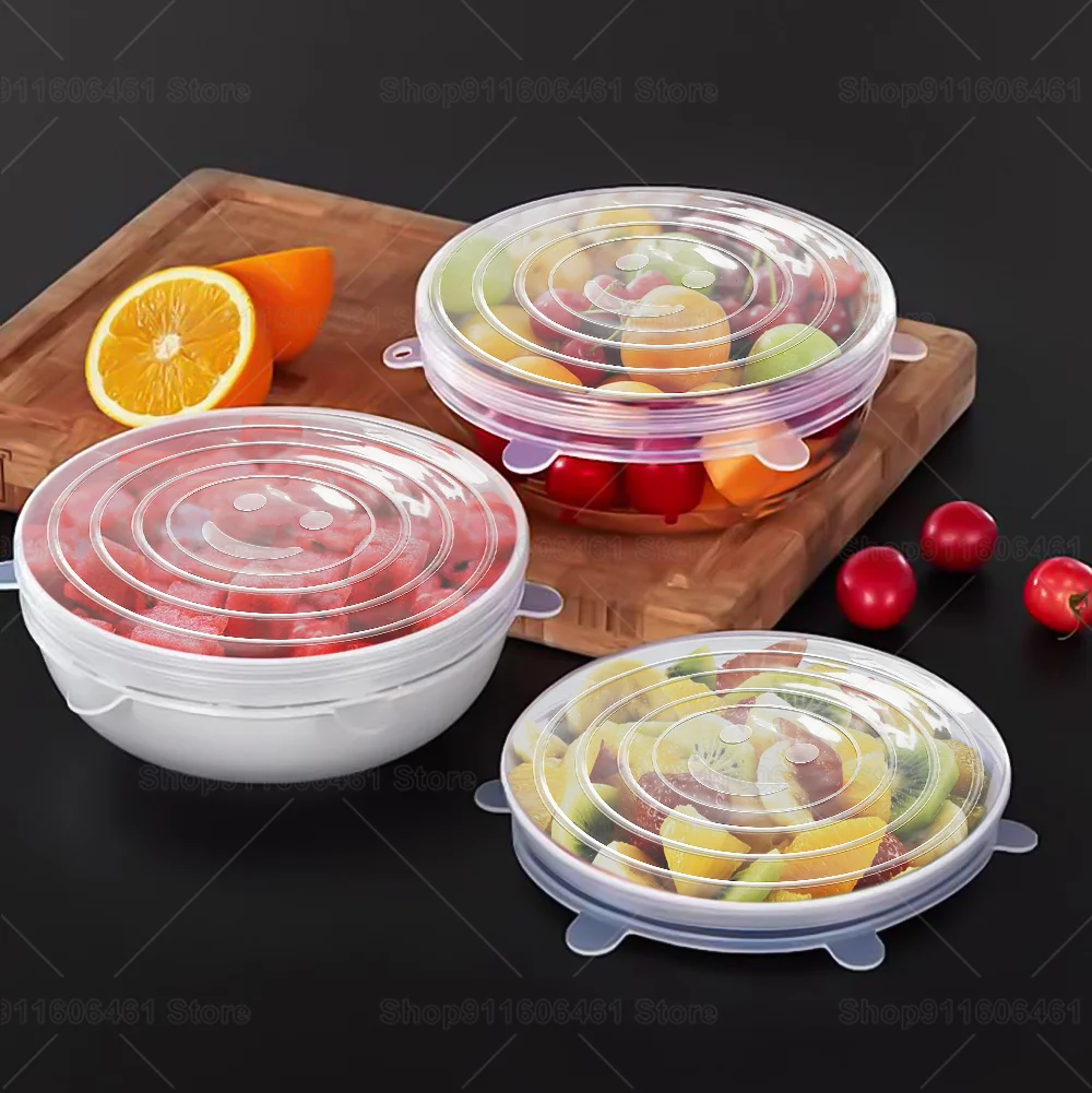 

Silicone Lids Adaptable Caps Adjustable Can Food Microwave Reusable Lids Caps Silicone Covers Leftovers Kitchen Cover Elastic