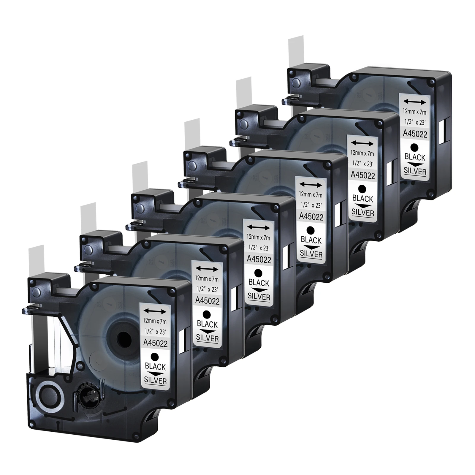 Фото 6PK флейта совместима с Dymo D1 45022 12 мм лентами для LabelManager 160 280 360D 420P 450 450D этикеток №1