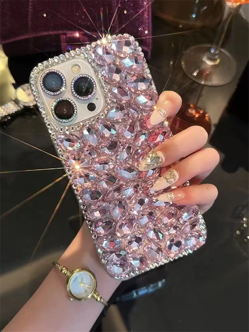 

for Coque iPhone 14 Pro Max 13 Mini 12 11 XR X XS SE 2020 7 Plus 8 Case Luxurious Full Gemstone Bling Jewelled Phone Back Cover