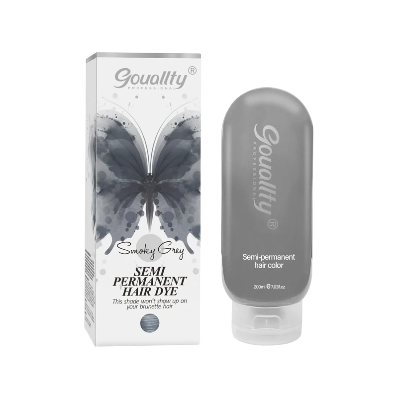 

Gouallty Hair Tint Smoke Grey Damage-Free Semi-Permanent Hair Color Conditions Temporary Hair Dye Vegan 200ml