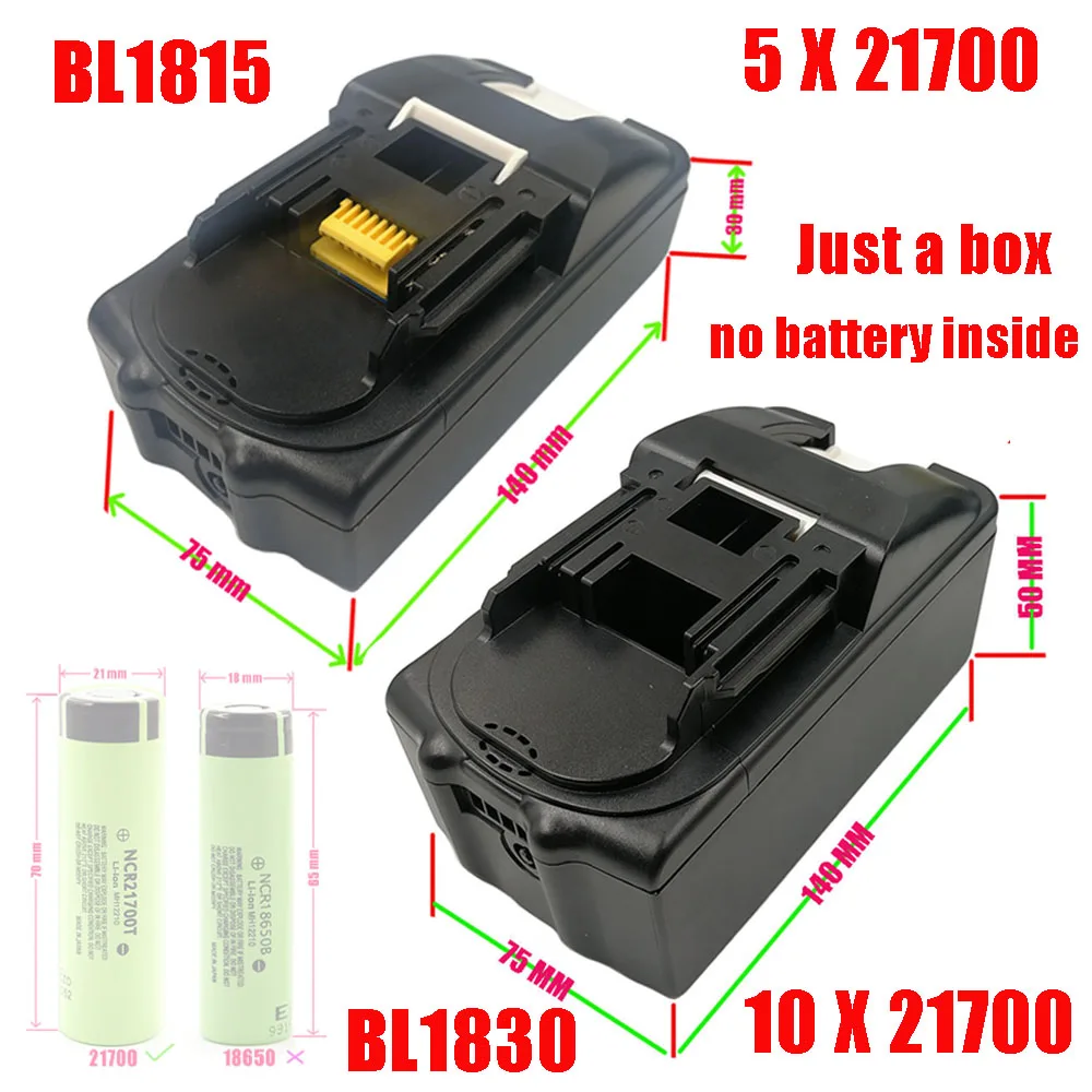 

BL1830 21700 Li-ion Battery Case PCB Charging Protection Circuit Board Shell Box BL1860 For MAKITA 18V 3.0Ah 9.0Ah Housings