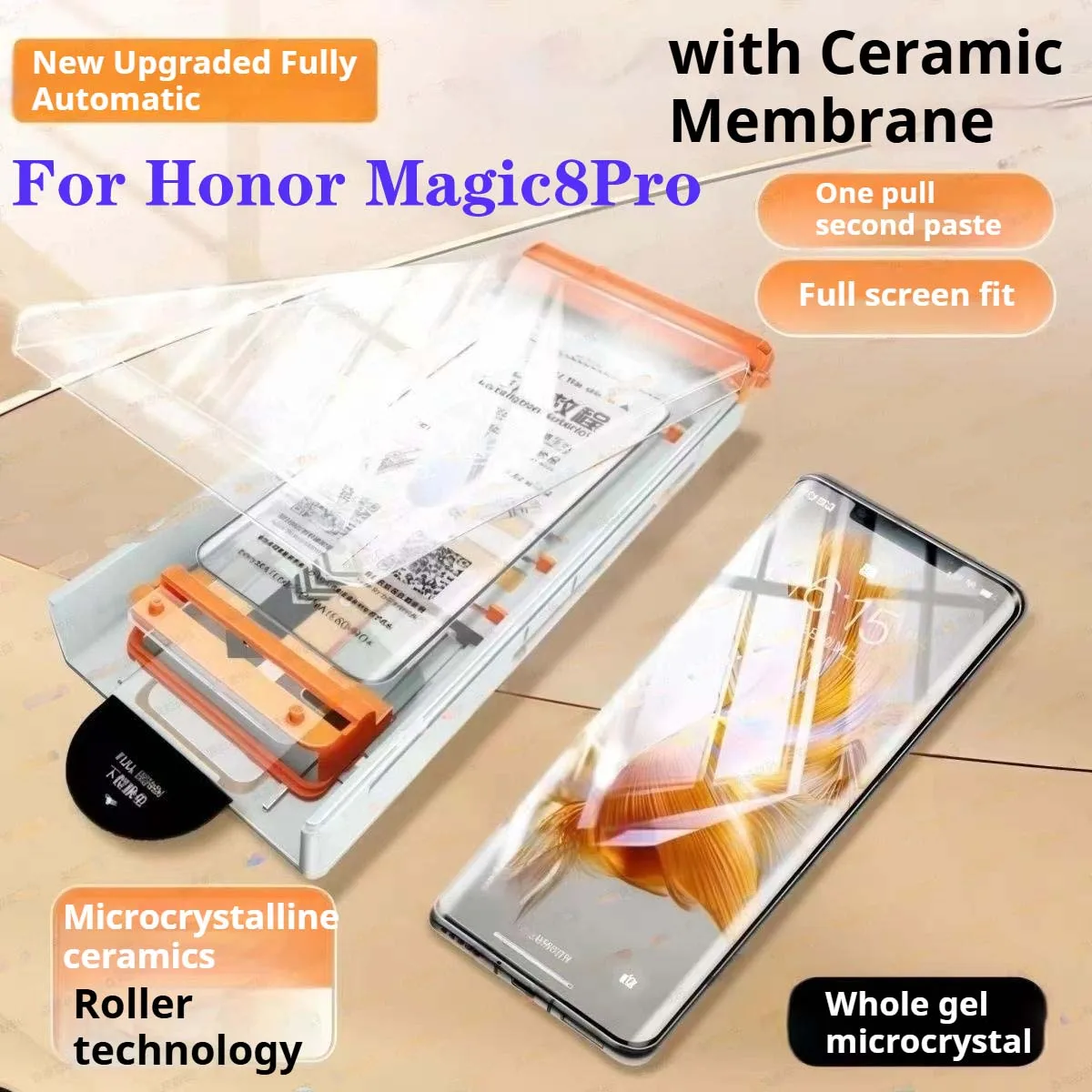 Фото Magic8Pro Roller Second Stickers изогнутая защитная пленка для экрана для Honor Magic8 Pro керамическая пленка Magic 8Pro мягкое изогнутое полное покрытие №1