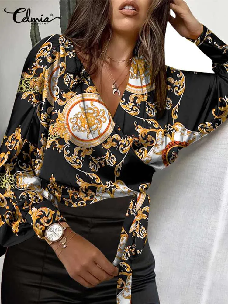 

Блузка женская с V-образным вырезом и рукавами-фонариками