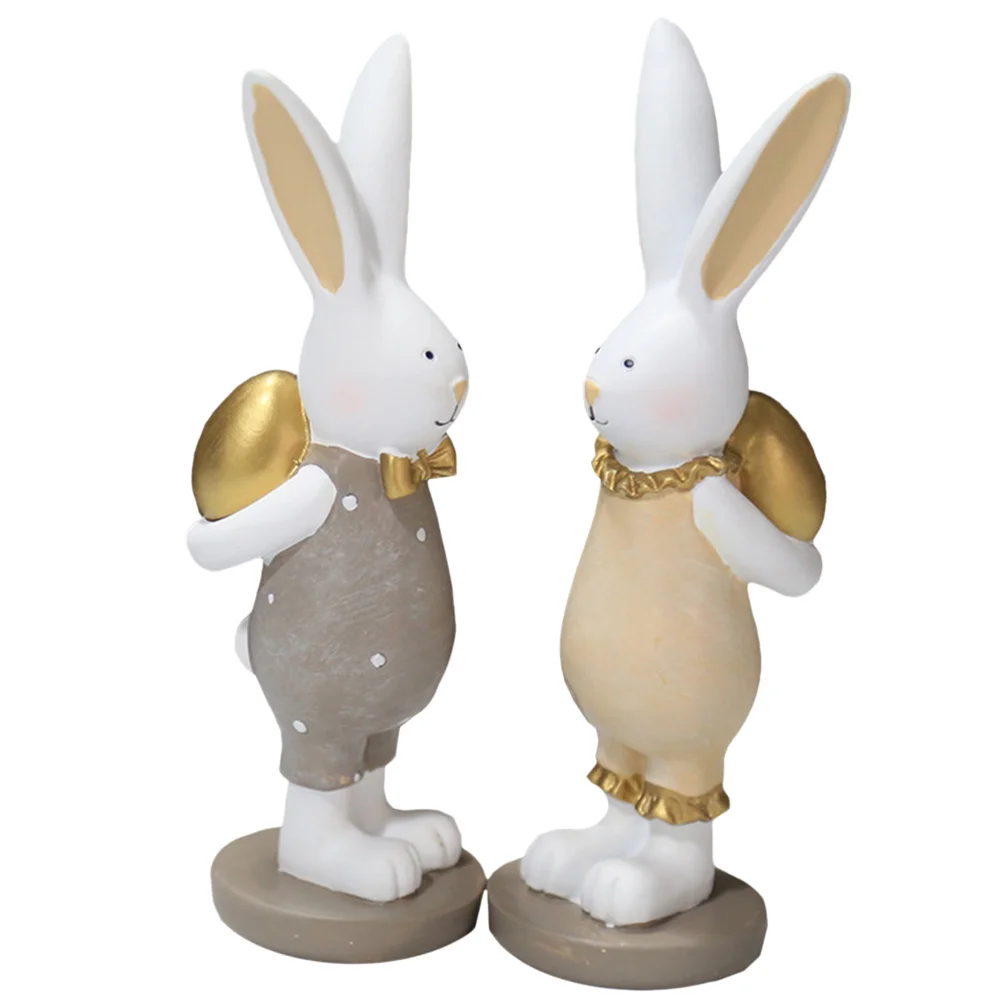 

Rabbit Bunny Easter Resin Statue Figurine Figurines Desktop Year Statues Decor Ornament Chinese Decoration Gift New Zodiac Egg