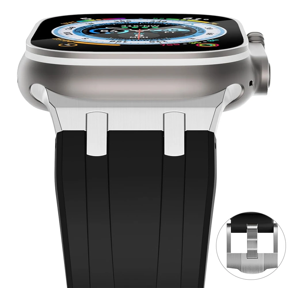 

Ремешок силиконовый для Apple Watch Band Ultra 2 49 мм 9 8 7 45 мм 41 мм, мягкий спортивный браслет для IWatch 9 6 5 4 SE 44 мм 42 мм 40 мм 38 мм