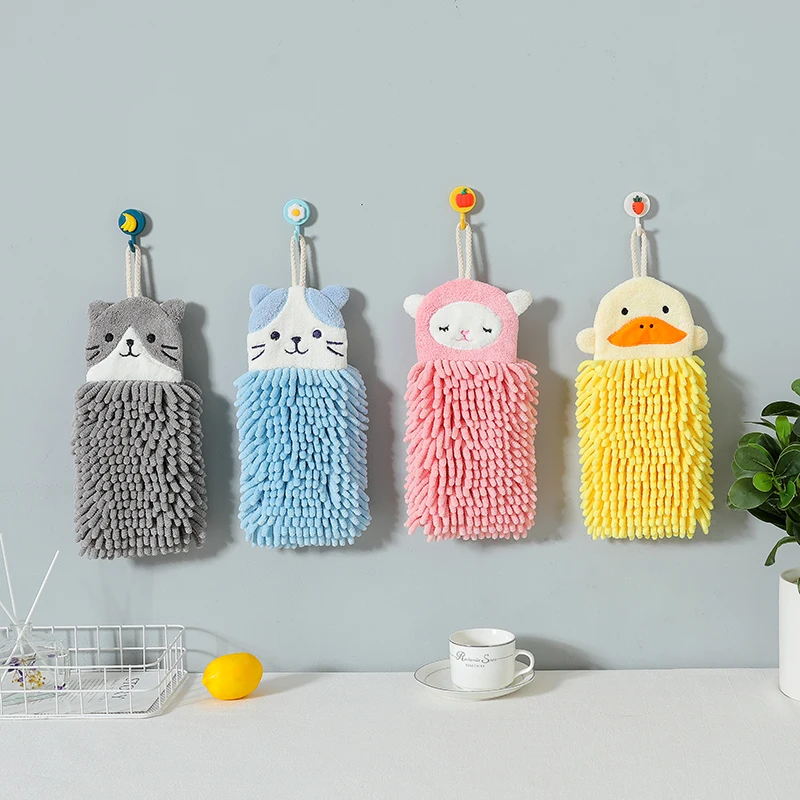 

Bathroom Towel Cartoon Shaped Handkerchief Chenille Cute Hand Wipe Face Towel Kitchen Hanging Towel Color Multiple Choice