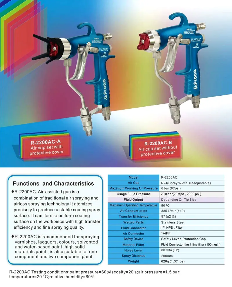 Фото Прямая продажа с фабрики Prona Airmix Paint Spray g u n R-2200AC Спрей высокого давления g u n для дома №2