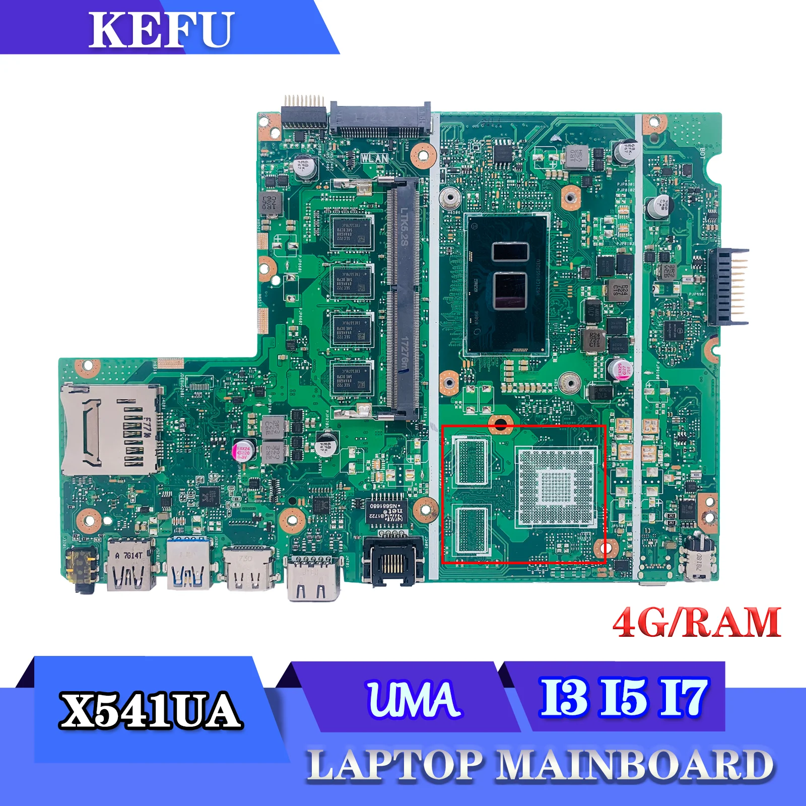 

KEFU Mainboard X541UA For ASUS X541UJ X541UAK X541U F541U A541U X541UV X541UVK Laptop Motherboard I3 I5 I7 CPU 4GB/8GB/RAM