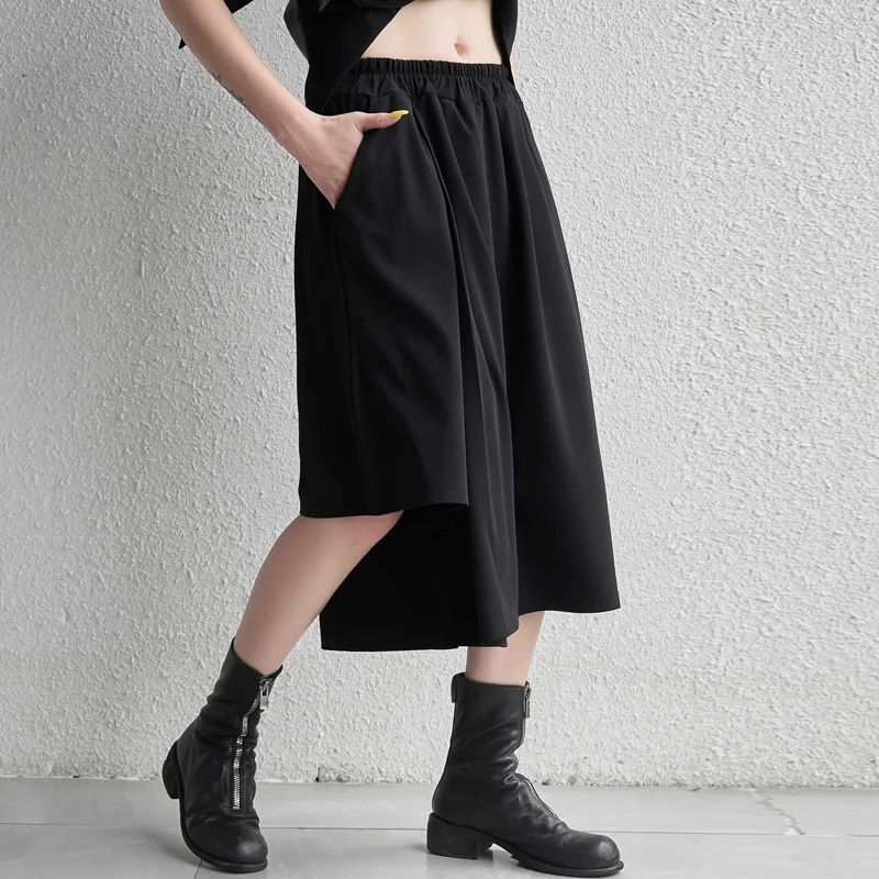 

SuperAen 2022 Summer New Women's Elastic Waist Solid Casual Slim Loose Wide Leg Pants