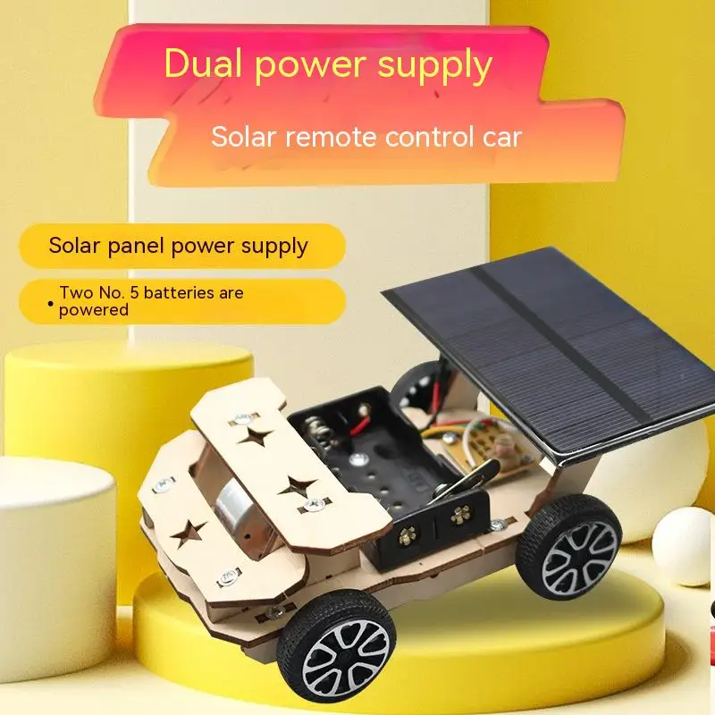 

Diy Mini Solar Wireless Remote Control Car Science Popularization Puzzle Children'S Toy Assembly Wooden Car Model Toy Gift
