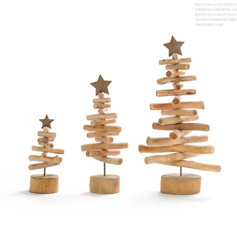 

Creative Wooden Christmas Tree Ornament European Style Decorative Xmas Tree for Home Living Room Bedroom Office Decor Size