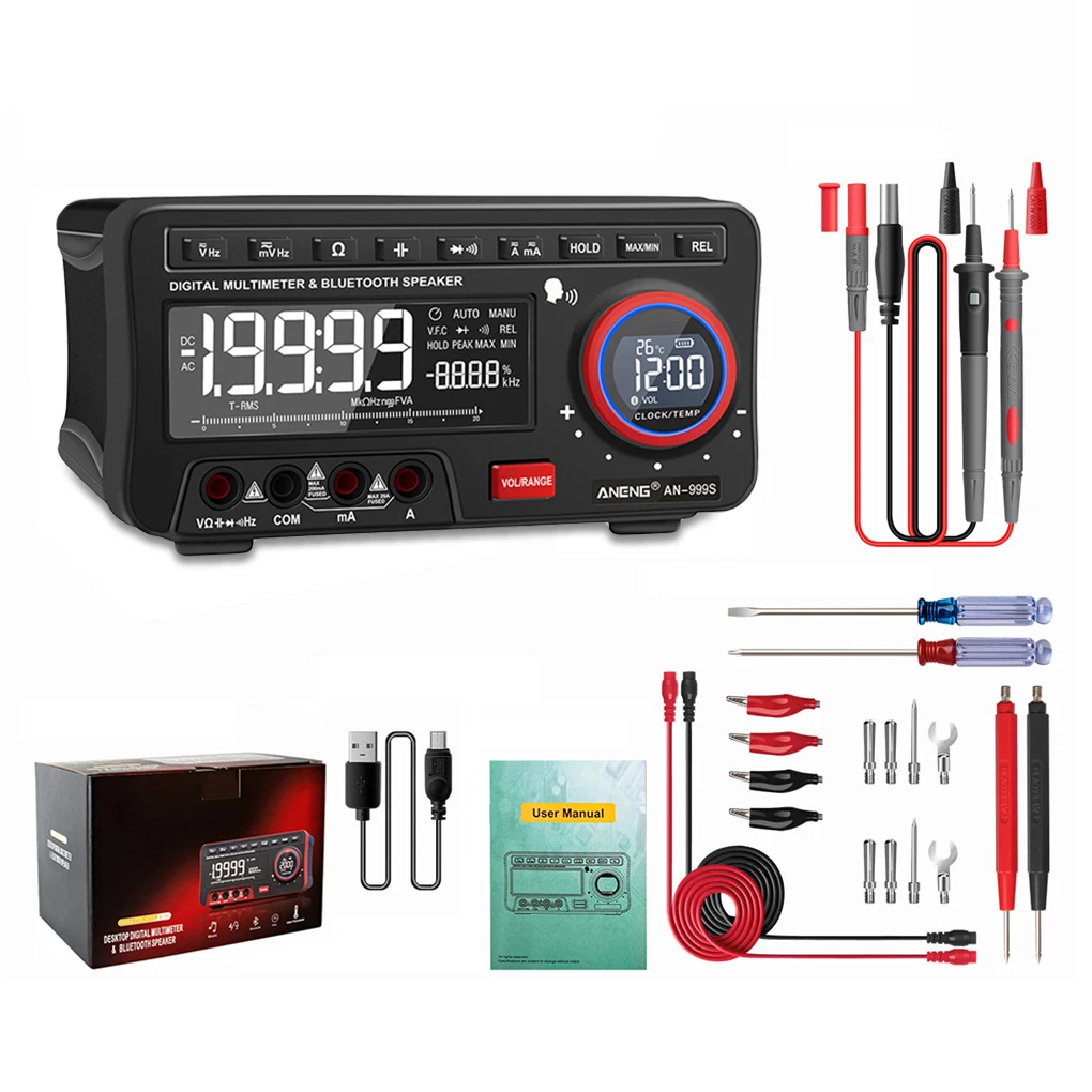 

ANENG-AN999S Pro мультиметр Цифровой тестер сопротивления вольтметр многофункциональный автоматический выбор диапазона часы портативный музыка...