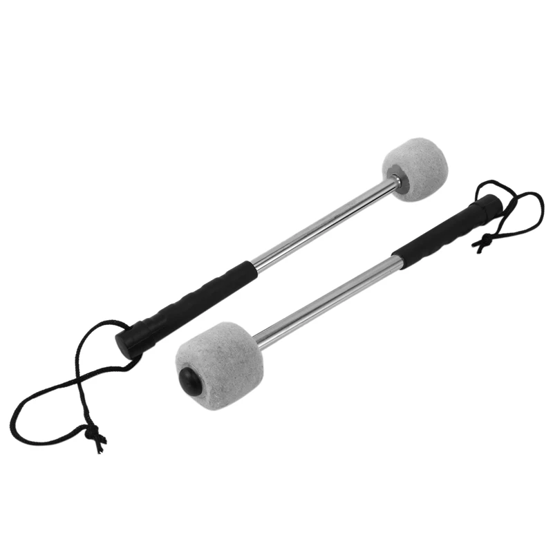 

New 12Pcs Bass Drum Mallet Felt Head Percussion Mallets Timpani Sticks With Stainless Steel Handle,White