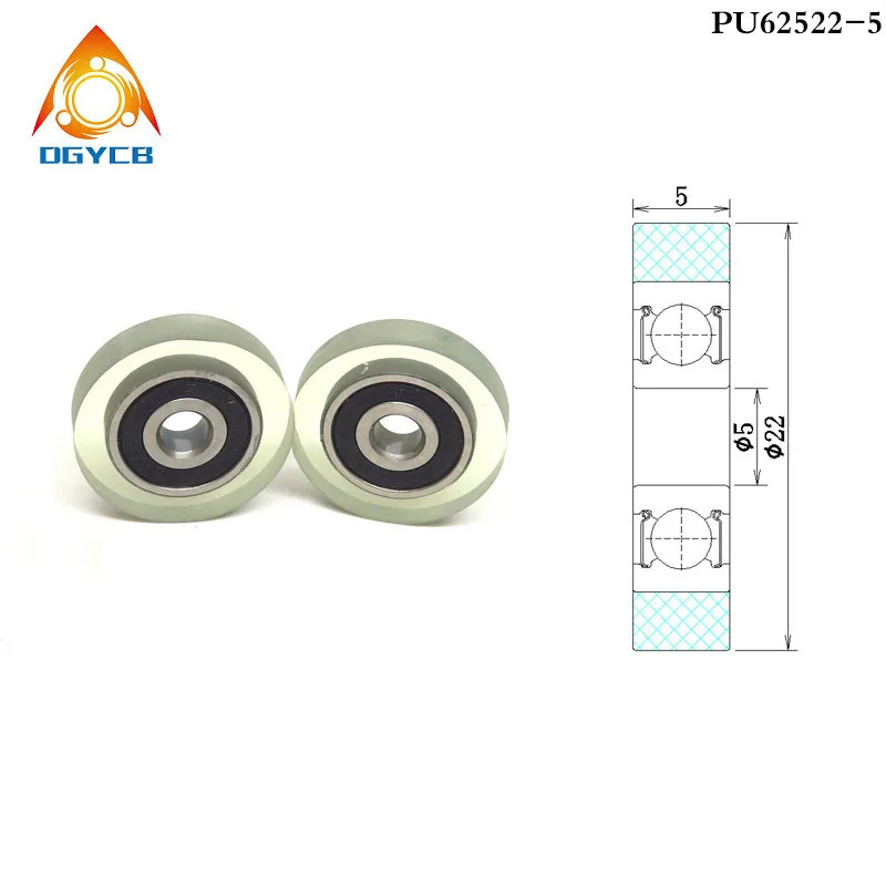 

1pcs OD 22 mm Mini PU Roller With 625 Bearing 5x22x5 mm PU62522-5 Soft Rubber Elastic Pulley 5*22*5 PolyUrethane Forming Wheels