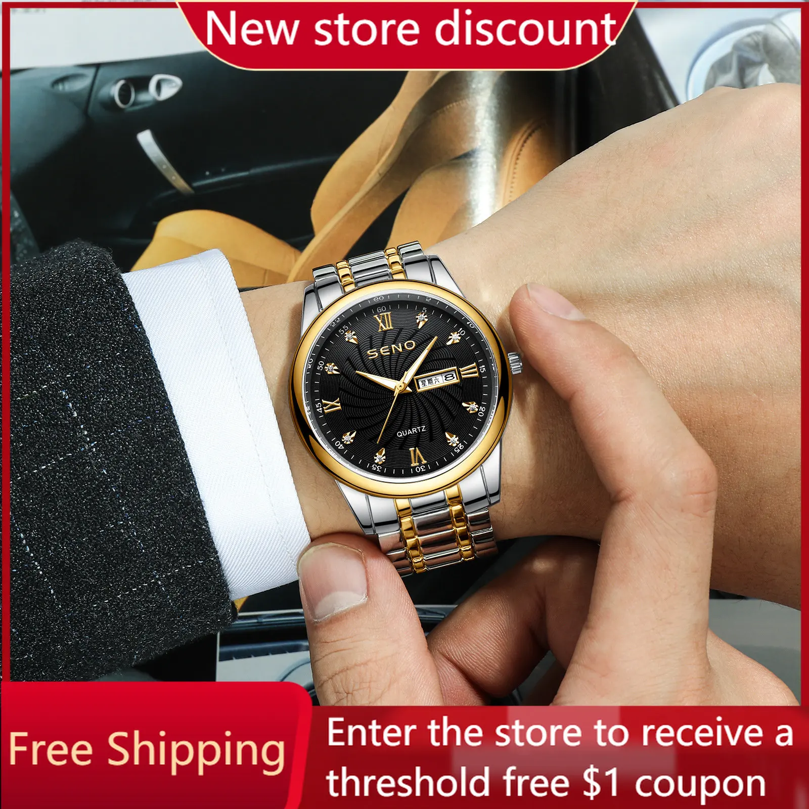 

Popular Waterproof Luminous Double Calendar Quartz Men's Watch